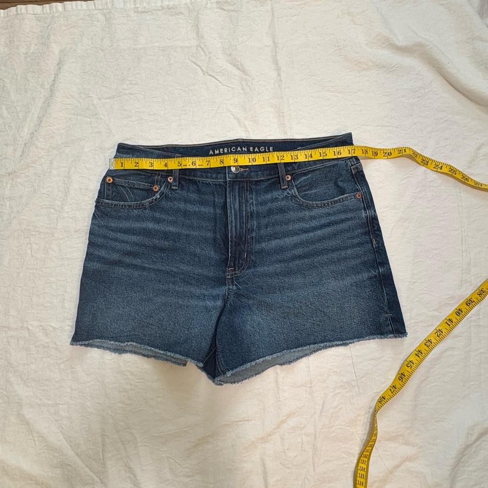 American Eagle Strigid Relaxed Denim Shorts Size 12/31 High Rise Frayed Hem J2Y - Picture 2 of 9